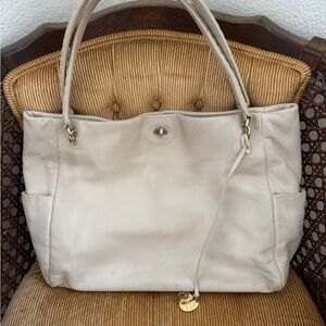 Elegant Cream Leather Tote Bag